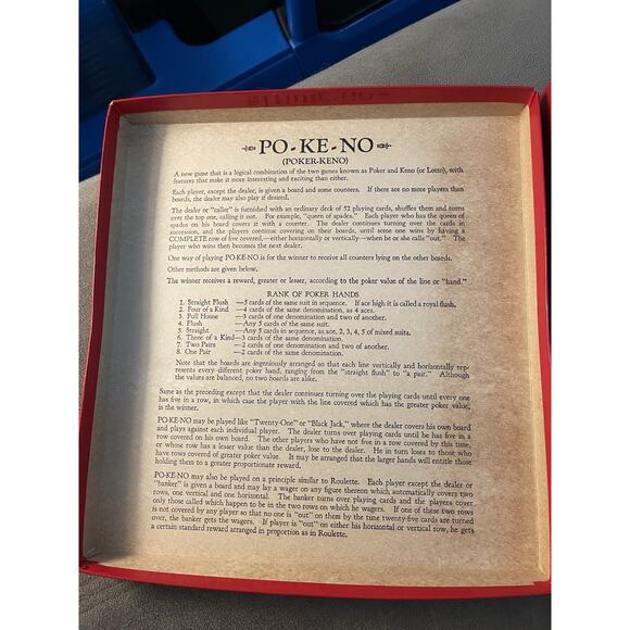 PO-KE-NO Poker Keno Card Game, 12 Boards & Chips Vintage, 1950s, POKENO - Picture 2 of 3